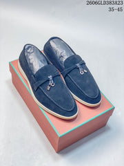 Loro Piana Tassel Loafers in Navy and Beige