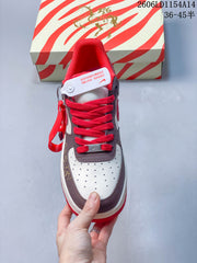 Nike Air Force 1 ’07 Low Sneakers in Brown, White and Red