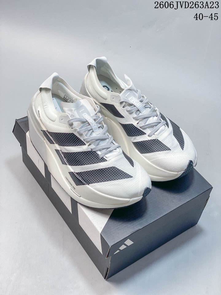 Adidas Adizero Dropset Elite Running Shoes, White/Black