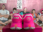 Pink Basketball Shoes with Metallic Gold Accents