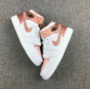 Air Jordan 1 Mid Rose Gold White Sneakers 555112-190