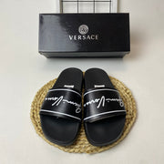 Versace Medusa Slide Sandals with Greek Key Detail