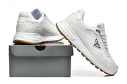 Prada White Low-Top Sneakers with Gum Sole