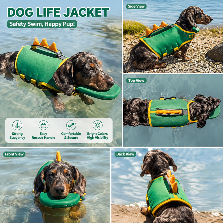 Dog Life Jacket with Handle – Adjustable Dog Swimming Vest for Small & Medium Dogs