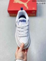 PUMA 180 White Platform Sneakers with Navy Accents