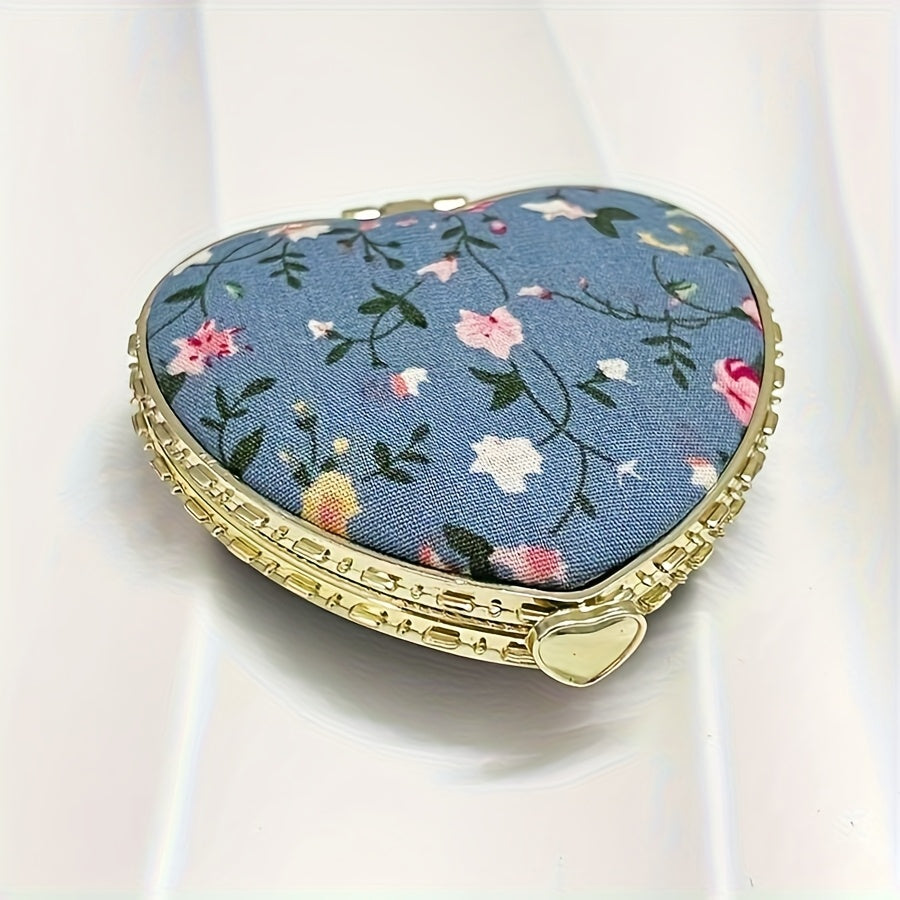 1pc\u002F2pcs Portable Heart-Shaped Folding Makeup Mirror, Retro Double-Sided Vanity Mirror for Living Room, Bedroom, Bathroom & Travel Accessories